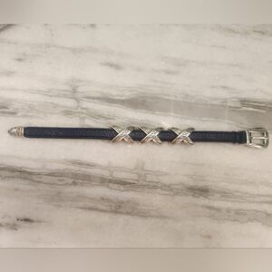 Brighton 3/8 Kriss Kross Bandit Bracelet,  Blue With Silver Accents